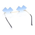 thumbnail image 4 of Unique Rimless Metal Frame X Shape Lens Funky Party Shade Sunglasses Gold - Blue, 4 of 4