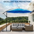 thumbnail image 2 of EROMMY 10ft Solar Lighted Patio Umbrella,Outdoor Offset Cantilever Umbrella, Infinite Tilt, Crank and Cross Base, UV Protection for Backyard, Lawn, Garden & Pool, 2 of 6