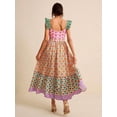 thumbnail image 2 of Multicolor Floral Print Square Neck Ruffle Sleeve A-Line Sundress, 2 of 7