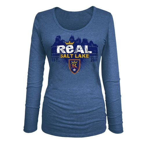 Top of the World Mens Modern Fit Premium Tri-Blend Long Sleeve Team Color Distressed Mascot Arch Tee