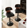 thumbnail image 4 of Hawsaiy Bar Stools Set of 2, Adjustable Height 24.5"-33.5", Bentwood Swivel Barstools with Back & Footrest, PU Leather Upholstered Bar Chairs for Kitchen Island, Dining Room, Home Bar, 4 of 9