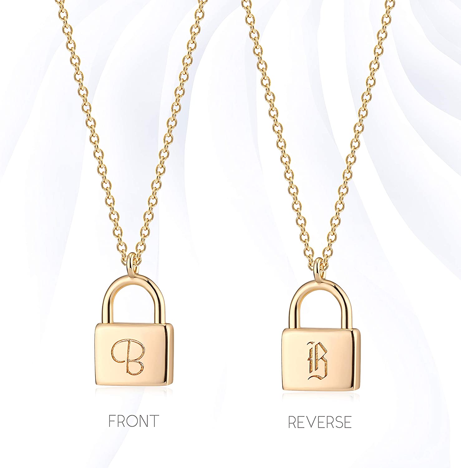 Gold Dainty Initial Necklace Lock 