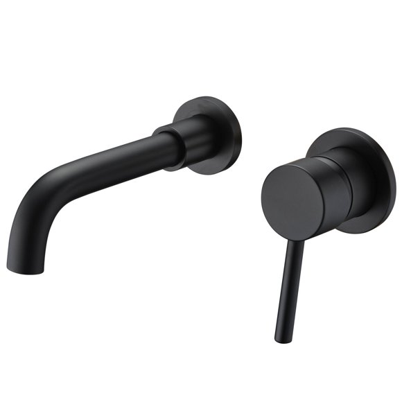 Wall Mount Bathroom Faucets Matte Black, Rough-in Valve Included