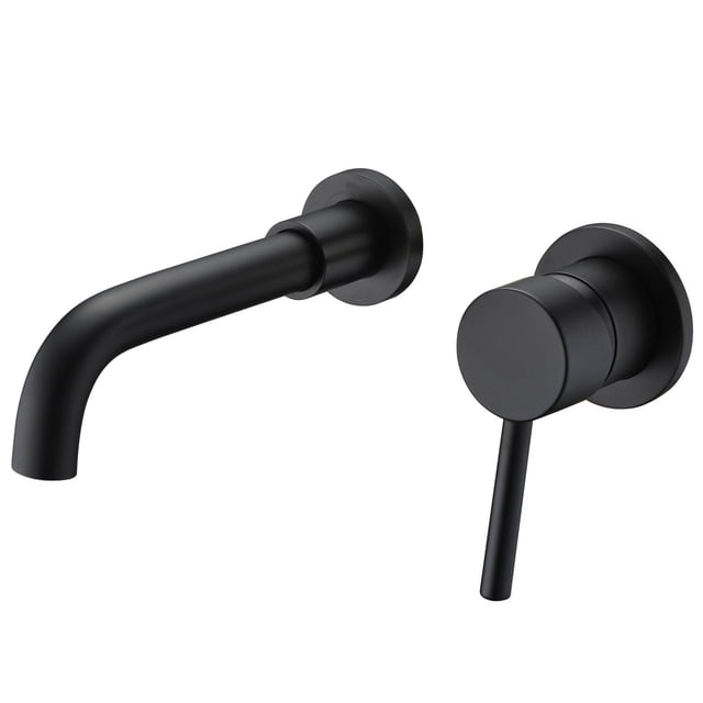 Wall Mount Bathroom Faucets Matte Black, Rough-in Valve Included