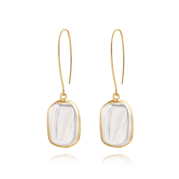CANEVINKA Dainty 18K Gold plated Square Baroque Pearl Large Hook Earrings Handmade Jewelry