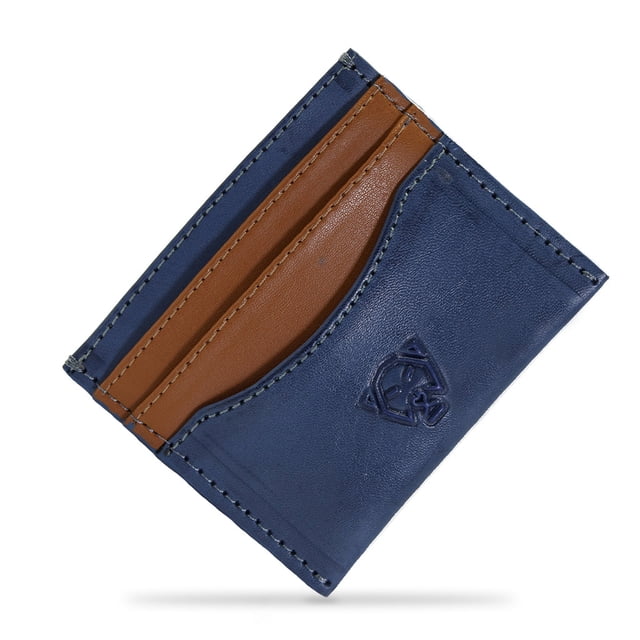 Tarjetero Soldi Azul- Marrón De Piel Vegana GLOWA Cartera
