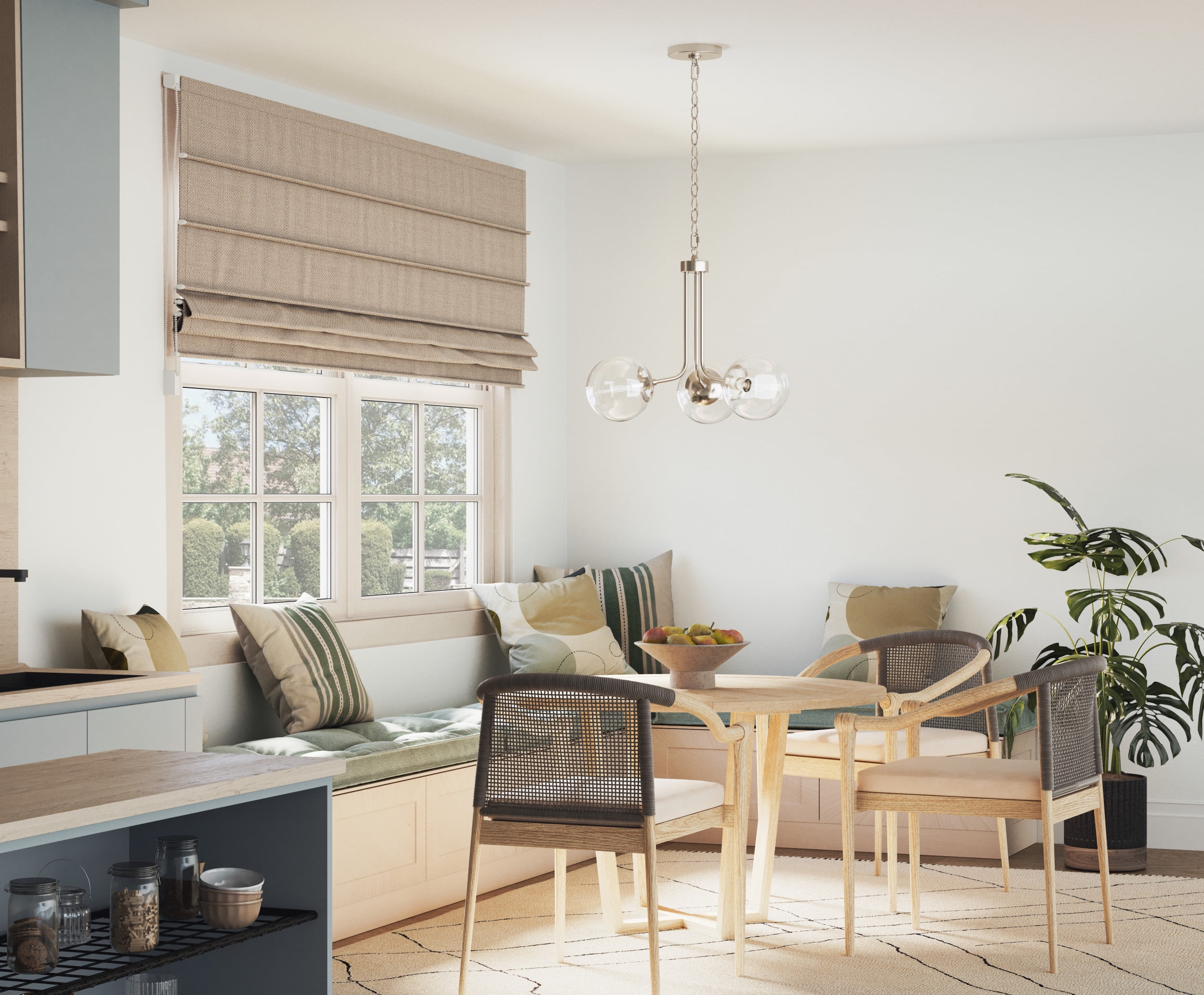Avec Merrit Collection 3-Light Brushed Nickel Contemporary Chandelier with Clear Glass Globe Shades