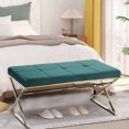 thumbnail image 3 of SYNGAR Upholstered Bedroom Bench, Modern Velvet Footstool Bench Seat for Living Room, Hallway, Entryway, Ottoman Bench with Gold Metal Legs, Green, 3 of 11