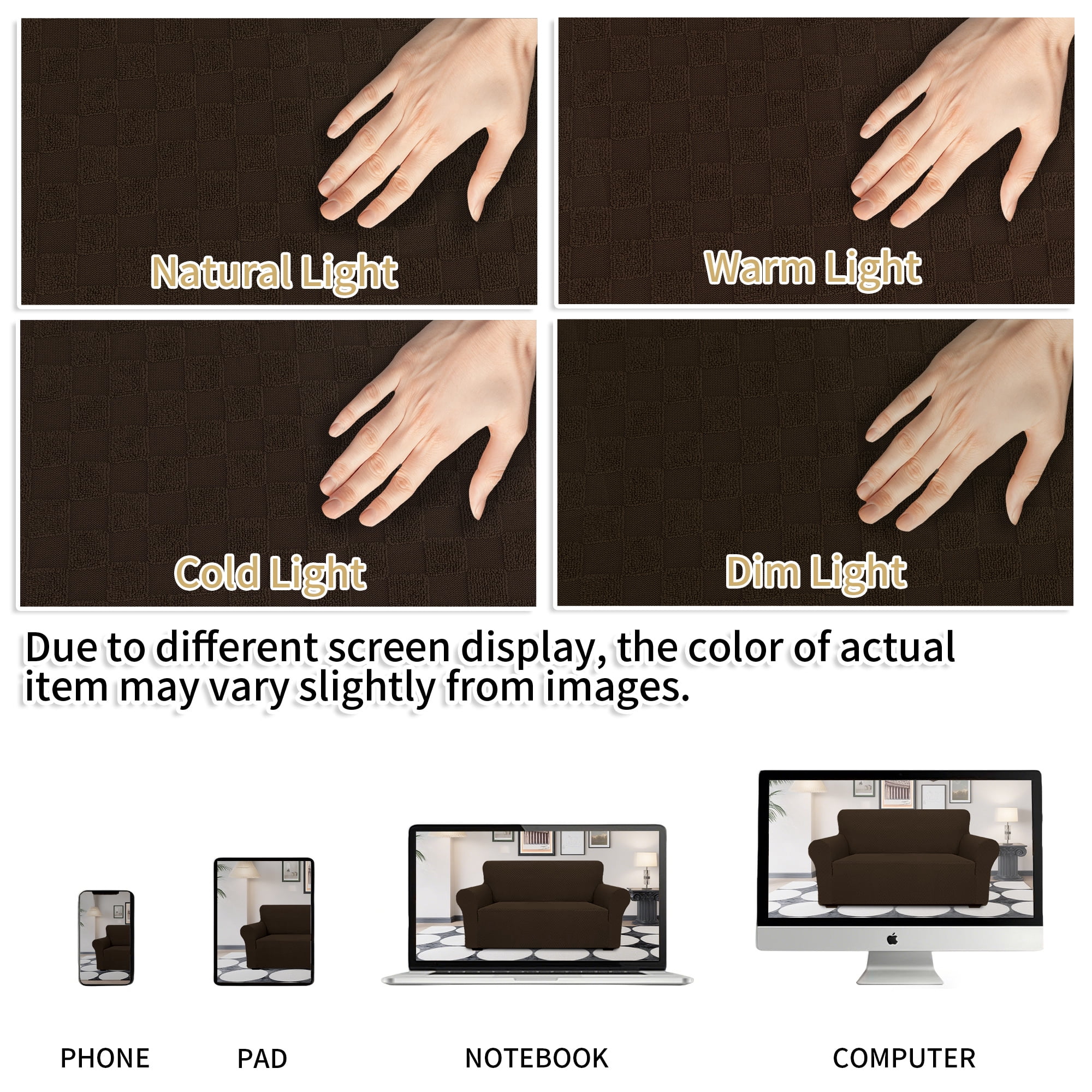 JIATER 1-Piece Armchair Sofa Cover Stretch Couch Cover Washable Sofa Slipcover Non-Slip Furniture Protector,Dark Coffee