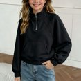 thumbnail image 4 of Mifsaly Boys Girls Sweatshirt Half Zip Long Sleeve Pullover Sweatshirts Kids Comfortable Casual Fall Winter Warm Outerwear Black,7-8 Years, 4 of 7