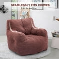 thumbnail image 3 of Domiluxe Bean Bag Chairs for Adults,Teddy Fabric Fluffy and Lazy Sofa with Armrests,Comfy BeanBag Sofa with Memory Sponge for Living Room,Bedroom,Bean Paste Red, 3 of 7