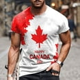 thumbnail image 2 of LUOGENLI T-shirts pour Hommes Printemps et Été Fête Nationale Décontracté Vintage Usé Impression Partielle t-Shirt Col Rond Manches Courtes Haut Rouge TTG, 2 of 5