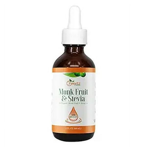 G-Sweetz Monk Fruit & Stevia Liquid Sweetener Drops - Natural Sweeteners & Sugar Alternatives Blend with No Bitter Aftertaste - Concentrated Liquid Drops Extract – 2 FL OZ Glass Bottle (400 Servings)