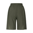thumbnail image 5 of Mceream Mens Cotton Twill Cargo Shorts Casual Drawstring Stretch Elastic Waist Drawstring Button Down Side Split Hem Knee-Length Solid Color Shorts for Beach Vacation Daily Wear Army Green S, 5 of 6