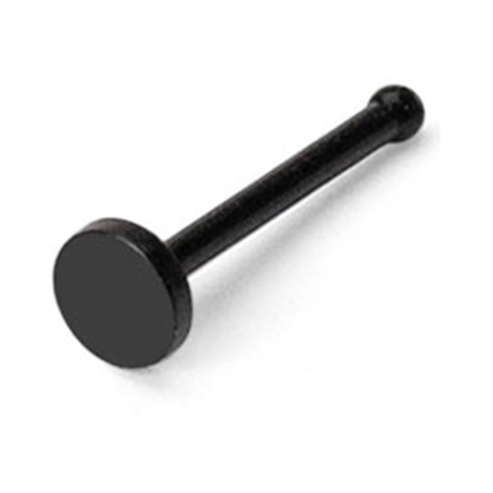 Black Bioplast Nose Bone Retainer With Flat Back, 20 Ga,Gauge