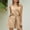 Beige, variant on Summer Elegant Romper for Women Daily Tie Knot Shoulder Button down Short Jumpsuit Elastic Waist Low Back Party Playsuit, Beige, M