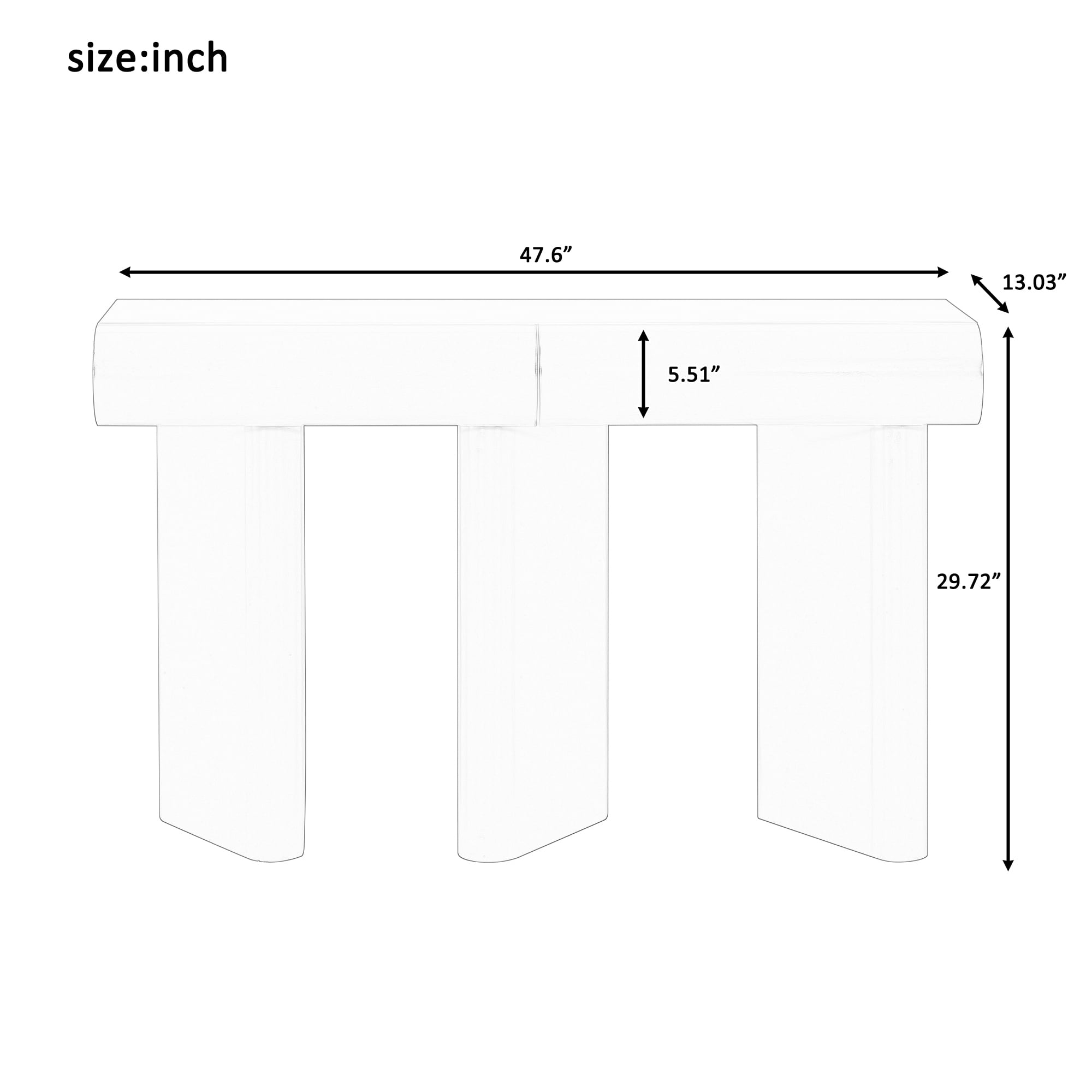 Euroco 47.6" Modern Console Table with 2 Curved Drawers,Narrow Sofa Table Entryway Table with Geometric Legs for Living Room,Foyer,Small Apartments