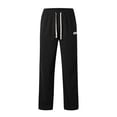 thumbnail image 3 of AWZXDE Men's Solid Color Corduroy Wide Leg Casual Pants with Drawstring, Elevated Sporty Trousers Minimalist Style Black,L, 3 of 7