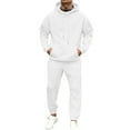 thumbnail image 2 of Men's Fall/Winter Hooded Sports Set, for Casual Training and Cold Weather Activities,White,L, 2 of 7