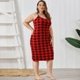 thumbnail image 5 of ebukurty Plus Size Women's Nightgown Cozy Sleeveless Red Plaid Pajamas for Women, Sizes 1XL-4XL, 5 of 7