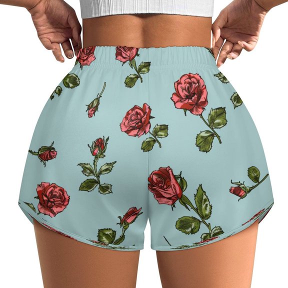 Women's Originals Shorts, Jersey Sports Shorts, Gym Shorts For Women, Rose Pattern, XS, Plus Size Available