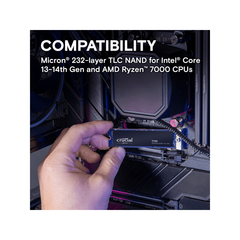 Crucial T705 4TB PCIe Gen5 NVMe M.2 SSD - 14,100 MB/s Speed Crucial T705 4TB PCIe Gen5 NVMe M.2 SSD - 14,100 MB/s Speed