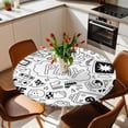 thumbnail image 2 of Video Games Elastic Fitted Round Table Cover Monochrome Sketch Gaming Monitor Device Waterproof Outdoor Tablecloth for Holiday Party, Picnic, Patio & Dining Fits Tables Up to 36"-44", 2 of 8