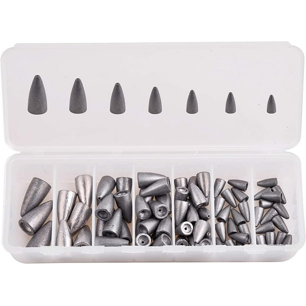 Lead Fishing Sinkers Weights - 83Pcs/Box Worm Weight Bullet Sinkers Weights  Fishing Tackle Accessories for Saltwater 