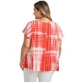 thumbnail image 3 of GRACE & GRANDEUR Women's Plus Size Tops Ruffle Short Sleeve T-Shirts Tie Dye V Neck Pleated Blouses 2X Orange, 3 of 5