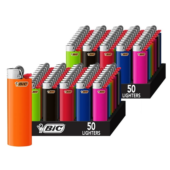 BIC Classic Lighters, Assorted Colors, Pocket Lighters, 100-Count Tray of Lighters