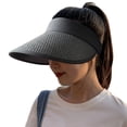 thumbnail image 1 of Sombrero de paja con visera para el sol para mujer, de ala ancha, con protección UV para verano, para playa, plegable, estilo coreano, 1 of 5