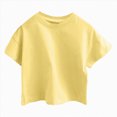 thumbnail image 5 of kpoplk Girl's Summer Cute Graphic Shirts Casual Short Sleeve Crewneck Tees Baggy Tops(Yellow,7-8 Y), 5 of 5