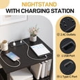 thumbnail image 3 of Ktaxon Nightstand with Charging Station LED Light End Table Bedside Table with 3 Drawers Furniture for Bedroom, Living Room, Black, 3 of 11