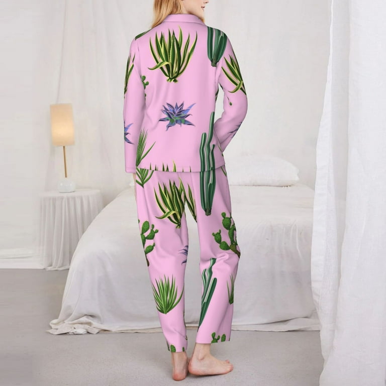 Pajamas Sets Cactus Pjs Womens Women's Pajama Set Cactus Aloe Vera