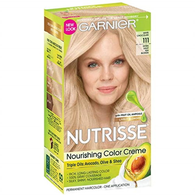 garnier nutrisse level 3 permanent hair creme, extra, light ash blonde 111  (white chocolate) 