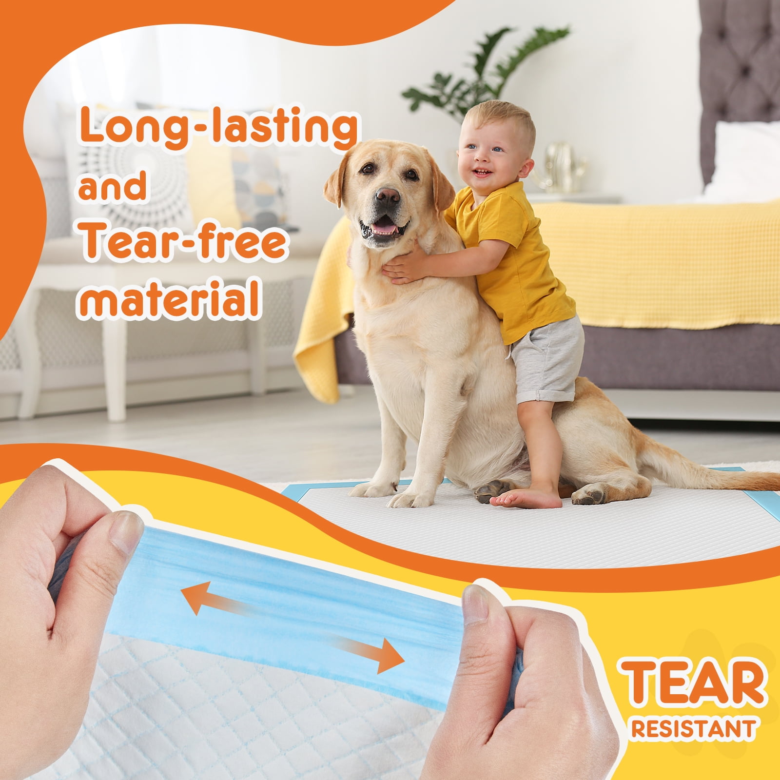 JOINSUN Dog Pee Pads 22"x22", 150 Count Training Puppy Pee Pads Super Absorbent Leak-Proof, Disposable Pet Piddle Pad and Potty Pads for Dogs