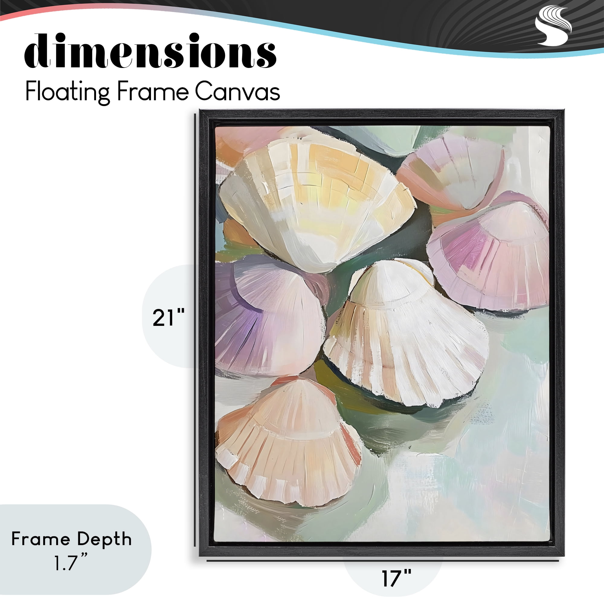 Stupell Industries Pink Seashells Marine Collection Black Framed Floater Canvas Wall Art, design by The Prints Vibe