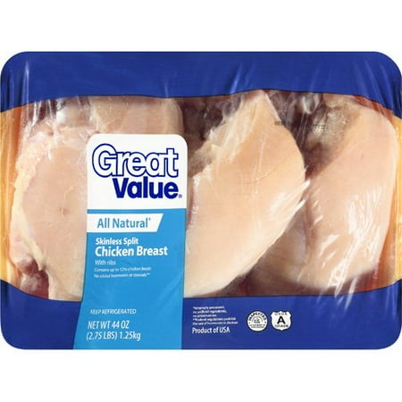 Great Value: All Natural Skinless Split Chicken Breast, 2.75 Lb
