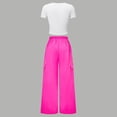 thumbnail image 6 of BXSRUTA Big Girls 8-13 Years 2 Piece Outfit Floral Print Crop Top & Wide Leg Pants Set Breathable Casual Summer Clothing with Pockets Elastic Waist, 6 of 8
