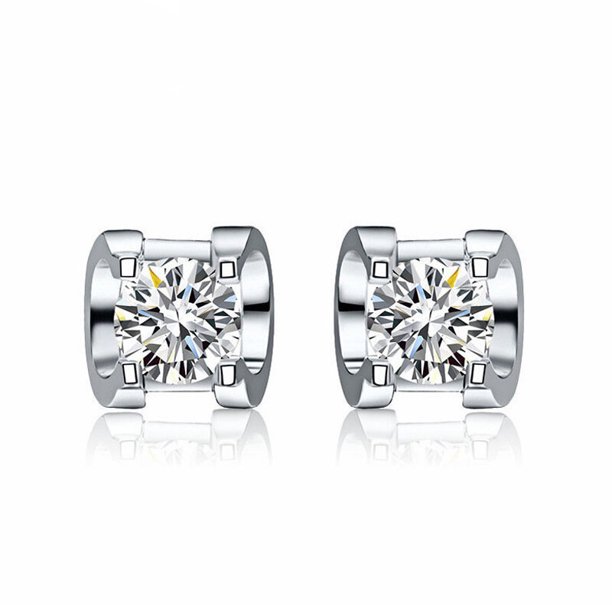 Diamante tachonado cabeza de toro estilo pendientes de un quilate imitación femenina Moissanite pendientes moda flash diamante cuatro garras circón pendientes plata ZefeiWu 9024715100795
