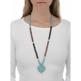 thumbnail image 3 of PalmBeach Jewelry Genuine Turquoise Jasper and Lava Stone Beaded Heart Pendant Necklace 34 Inch, 3 of 7