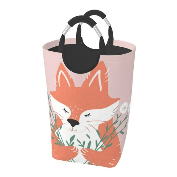 XMXY Cartoon Design Red Fox Rectangular Laundry Basket Organizer , Collapsible Folding Tall Clothes Hampers for Laundry with Handles