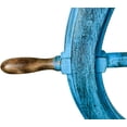 thumbnail image 4 of Nagina International Nautical Wood Hand Crafted Antique Frozen Blue Captain's Maritime Decorative Ship Wheel - Home Decor - Pirate Nursery Gift (18 Inches), 4 of 6
