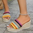 thumbnail image 2 of Dakaela Platform Sandals for Women Summer Dressy Slip on Wedge Slides Espadrille Open Toe Knit Summer Beach Dress Mule Heels Shoes Size 6-10 Colorful, 2 of 8
