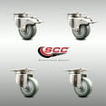 thumbnail image 2 of 3.5 Inch 316SS Gray Polyurethane Wheel Swivel Top Plate Caster Set 2 Lock Brake, 2 of 2