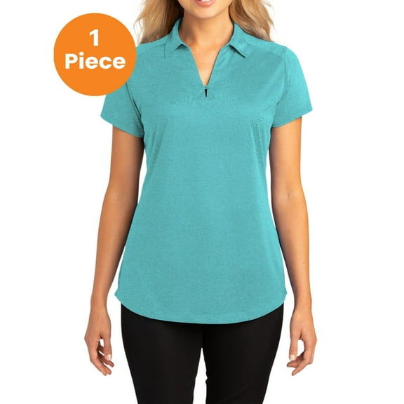 Port Authority L574 Ladies Digi Heather Performance Polo, Maui Blue, M, Womens Polo Shirts