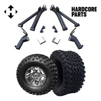 Hardcore Parts 6" A-Arm Lift Kit for Yamaha G2/G9 Golf Cart with 10" Machined/Gunmetal 'Vampire' Wheels and 22"x11"-10" DOT rated All-Terrain tires