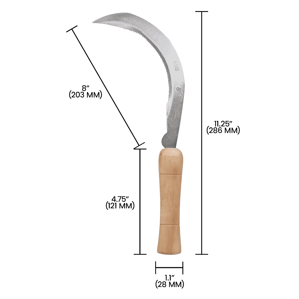 Zenport K110-8-Inch Garden Sickle Tool, Landscape Scythe