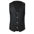 thumbnail image 2 of Vest For Men Qiggri Men Solid Fashion Have Pockets Breasted Stage Costume Vest Tops Blouse Linen Vest, 2 of 9