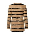 thumbnail image 4 of Htigea Striped Sweatshirt for Women Crewneck Long Sleeve Casual Loose Tunic Tops Fall Everyday Sweatshirt Khaki S, 4 of 5